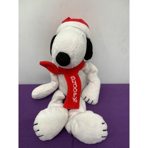 Peanut Snoopy Dog Holiday Hat Scarf 12 Inches Plush Stuffed Animal Sweeker - Picture 1 of 9